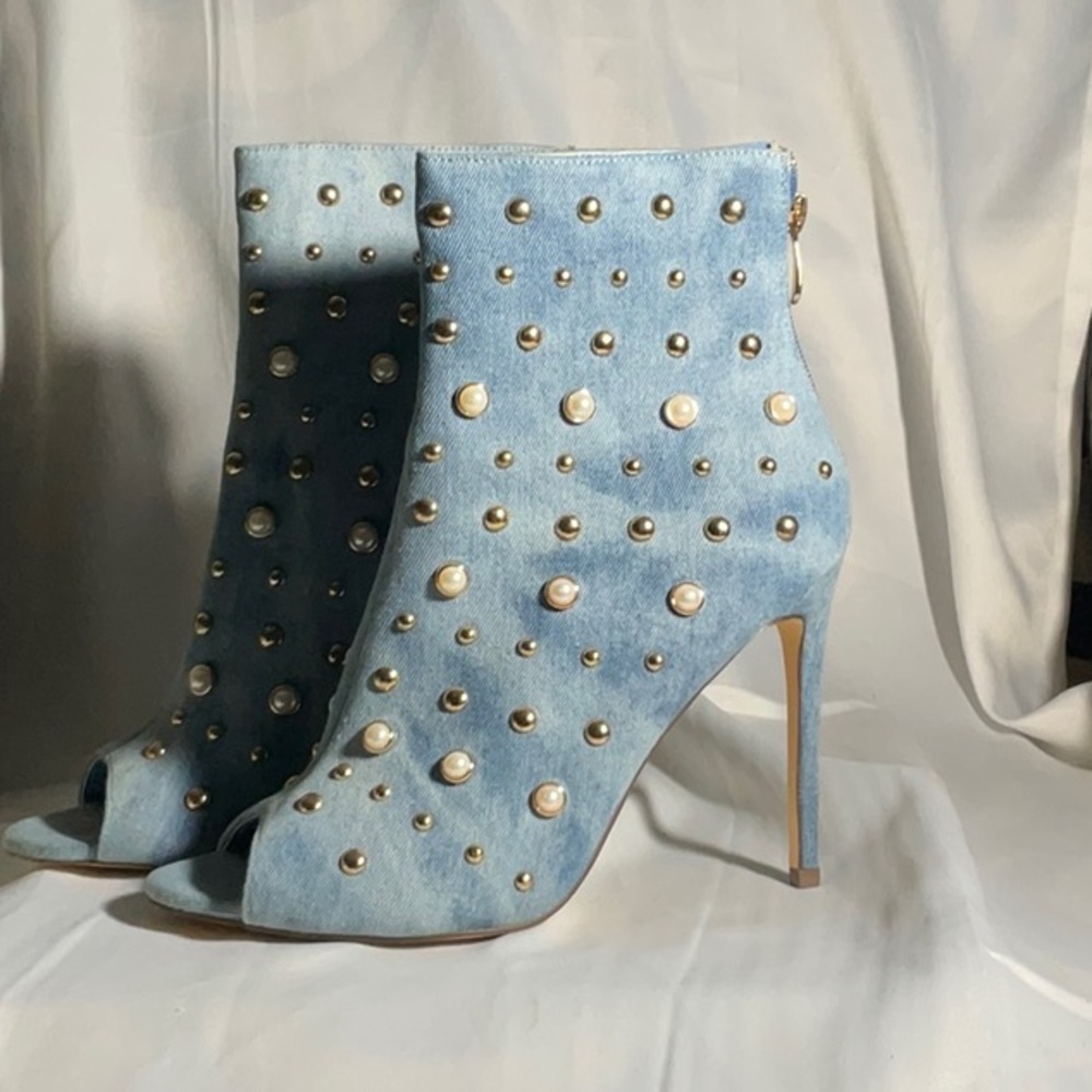 Denim Pearl Open Toe